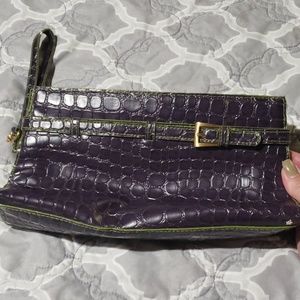 Purple gator print wristlet